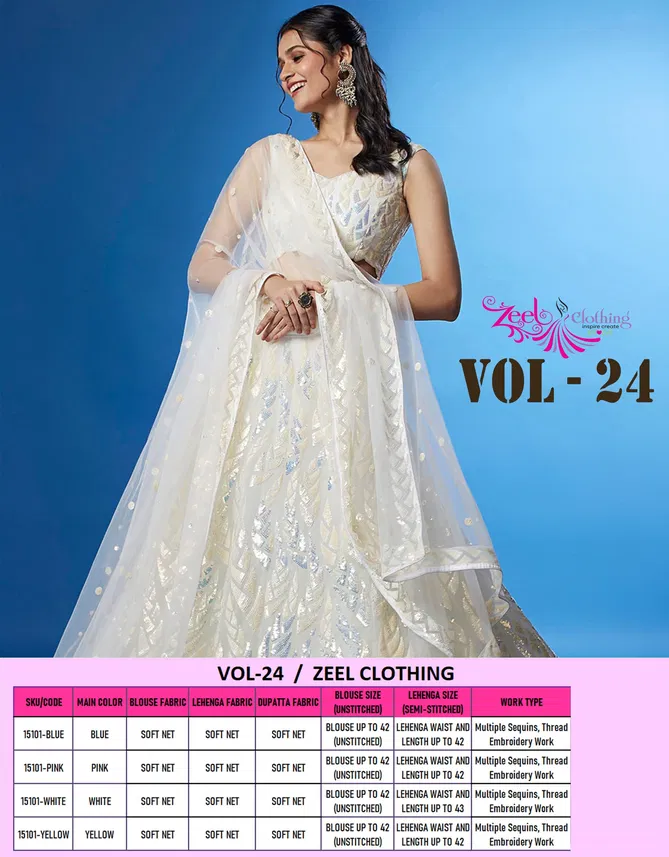 Zeel Clothing Vol 24 Soft Net Party Wear Lehenga Choli Exporters In India